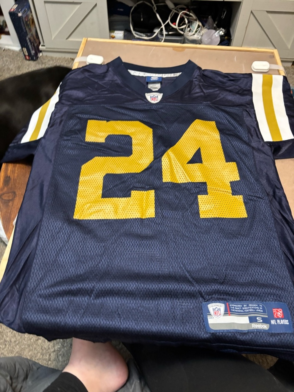 Reebok Navy and Gold Football Jersey #24